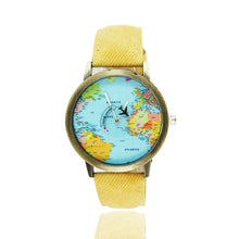 Load image into Gallery viewer, World Maps Airplane Pattern Canvas Straps Watchband Fashionable Design Quartz Movement Wrist Watches for Drop Shipping