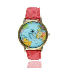 Load image into Gallery viewer, World Maps Airplane Pattern Canvas Straps Watchband Fashionable Design Quartz Movement Wrist Watches for Drop Shipping