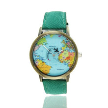 Load image into Gallery viewer, World Maps Airplane Pattern Canvas Straps Watchband Fashionable Design Quartz Movement Wrist Watches for Drop Shipping